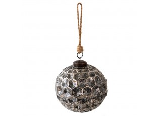 Černá antik skleněná koule Hexagon Black M - Ø12*12 cm