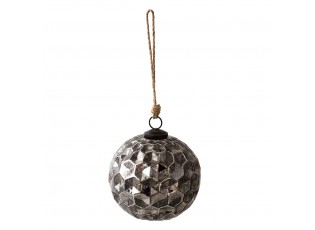 Černá antik skleněná koule Hexagon Black L - Ø 15*15 cm