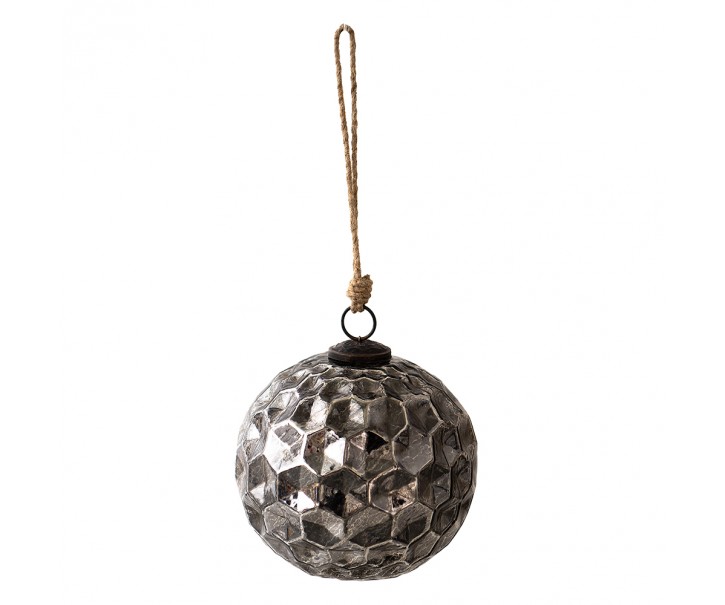 Černá antik skleněná koule Hexagon Black L - Ø 15*15 cm Clayre & Eef
