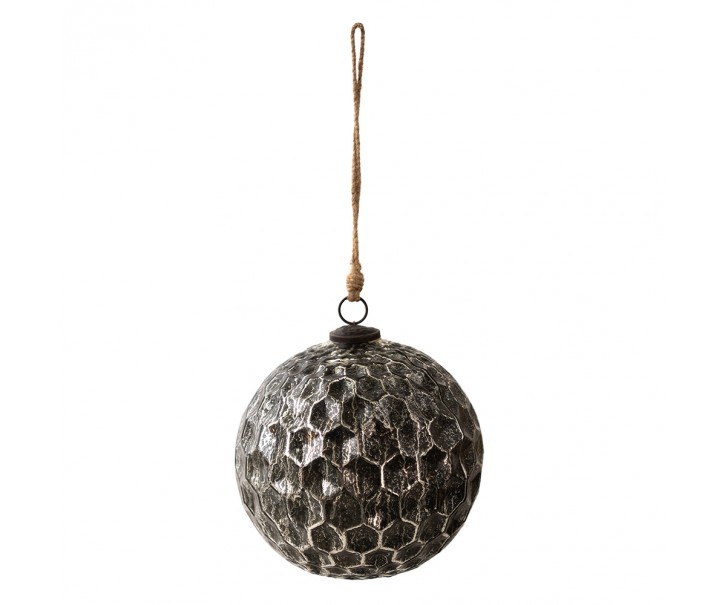 Černá antik skleněná koule Hexagon Black XL - Ø 20*20 cm Clayre & Eef