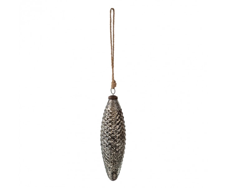 Černá antik skleněná vánoční ozdoba s patinou - Ø 7*25 cm Clayre & Eef