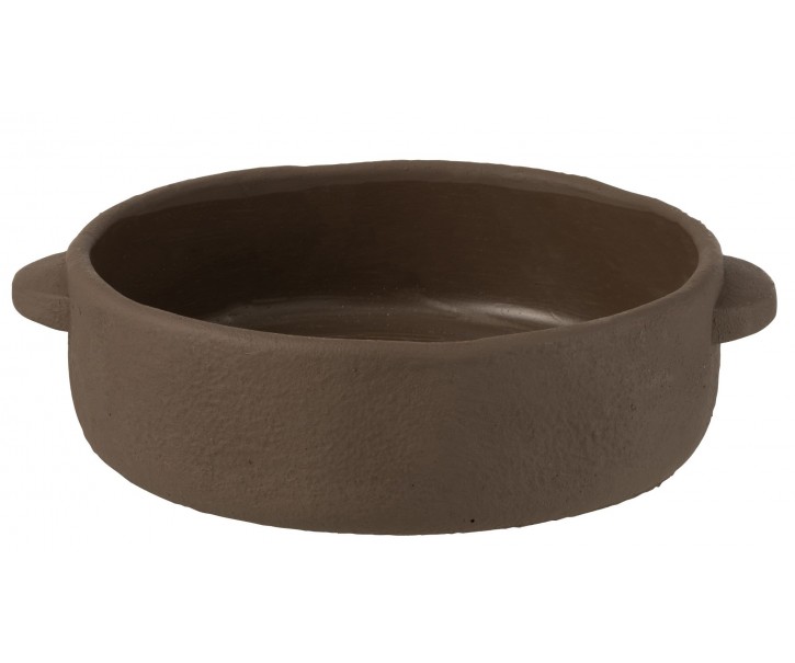 Dekorační cementová mísa ve tvaru kastrolu Gustave Taupe - Ø27*32*8 cm J-Line by Jolipa