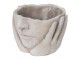 Béžovo-šedý cementový květináč ruce podpírající obličej - 18*18*13 cm Clayre & Eef