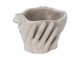 Béžovo-šedý cementový květináč ruce podpírající obličej - 18*18*13 cm Clayre & Eef