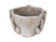Béžovo-šedý cementový květináč ruce podpírající obličej - 18*18*13 cm Clayre & Eef