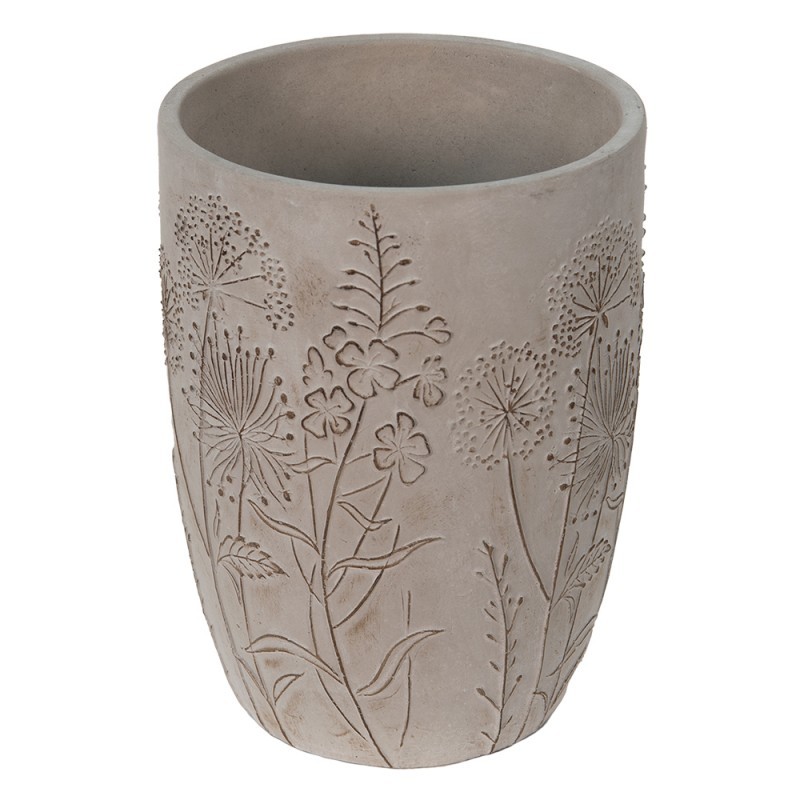 Šedý cementový obal na květináč/váza s lučními květy Wildflowers - Ø19*25cm