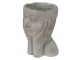Šedý cementový květináč hlava ženy v dlaních - 16*16*22 cm Clayre & Eef