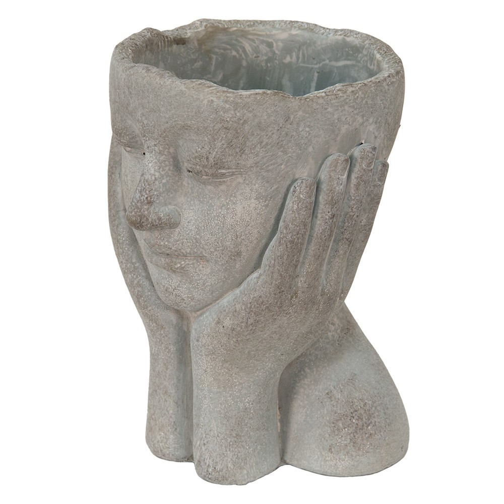 Šedý cementový květináč hlava ženy v dlaních L - 16*16*22 cm Clayre & Eef Šedý cementový květináč hlava ženy v dlaních L - 16*16*22 cm Clayre & Eef