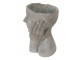 Šedý cementový květináč hlava ženy v dlaních - 16*16*22 cm Clayre & Eef