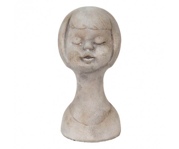 Šedá cementová dekorace busta dívky - 12*11*24 cm Clayre & Eef