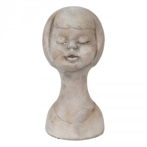 Šedá cementová dekorace busta dívky - 12*11*24 cm