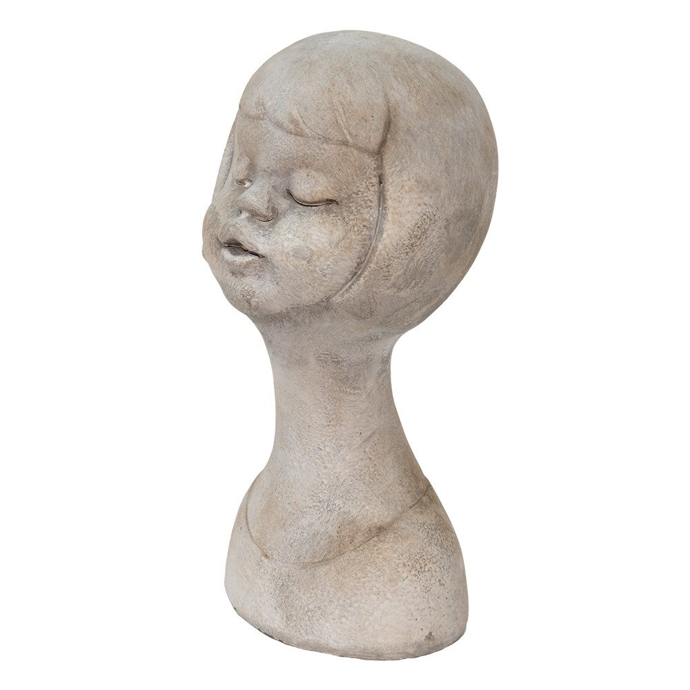 Šedá cementová dekorace busta dívky - 12*11*24 cm Clayre & Eef Šedá cementová dekorace busta dívky - 12*11*24 cm Clayre & Eef