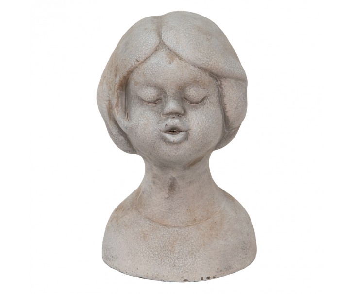 Šedá cementová dekorace busta dívky - 11*10*18 cm Clayre & Eef