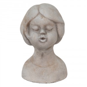 Šedá cementová dekorace busta dívky - 11*10*18 cm