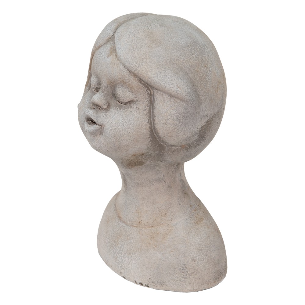 Šedá cementová dekorace busta dívky - 11*10*18 cm Clayre & Eef Šedá cementová dekorace busta dívky - 11*10*18 cm Clayre & Eef