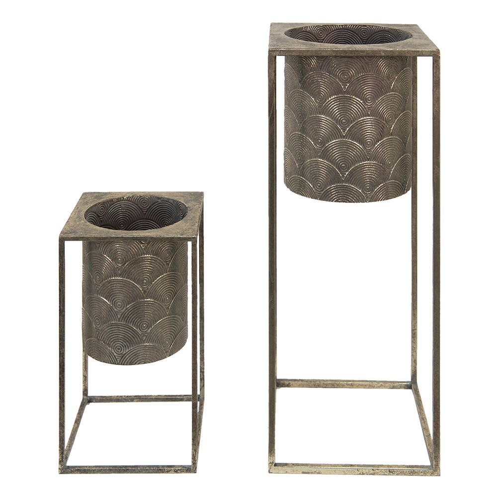 2ks bronzové antik květináče na nohou Fane - 25*25*62 cm / 20*20*34 cm Clayre & Eef 2ks bronzové antik květináče na nohou Fane - 25*25*62 cm / 20*20*34 cm Clayre & Eef