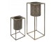 2ks bronzové antik květináče na nohou Fane - 25*25*62 cm / 20*20*34 cm Clayre & Eef