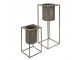 2ks bronzové antik květináče na nohou Fane - 25*25*62 cm / 20*20*34 cm Clayre & Eef