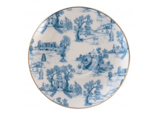 Bílo-modrý porcelánový šálek s podšálkem Chateau - Ø 10*6 / Ø 15*2 cm / 250 ml