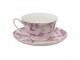 Bílo-růžový porcelánový šálek s podšálkem - Ø 10*6 / Ø 15*2 cm / 250 ml Clayre & Eef