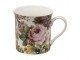 Porcelánový hrnek s květy a zlatou linkou Pink Flowers - 12*8*9 cm / 330 ml Clayre & Eef