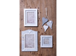Čtvercový šedý fotorámeček s patinou - 15*2*15 cm / 7*7 cm