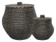 Set 2 ks pletený koš z mořské trávy s víkem Fuiton - Ø 39*49/ Ø 30*34 cm Chic Antique