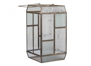 Bronzová antik kovová lucerna s patinou Frosté - 20*20*38cm