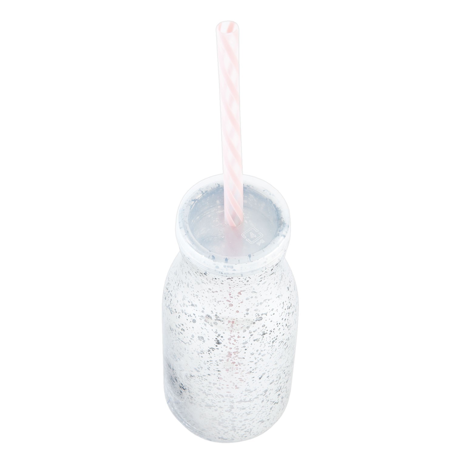 Stříbrná skleněná láhev na brčko bez brčka - Ø 6*14 cm / 0,2 L Clayre & Eef Stříbrná skleněná láhev na brčko bez brčka - Ø 6*14 cm / 0,2 L Clayre & Eef