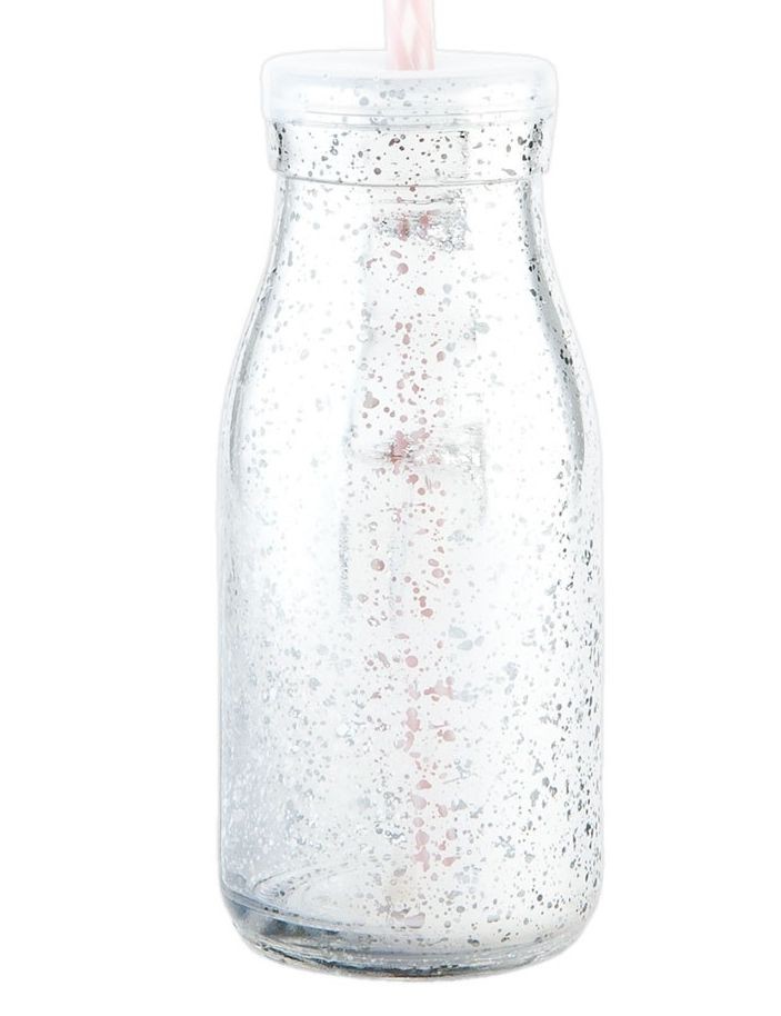 Stříbrná láhev na brčko - Ø 6*14 cm / 0,2 L