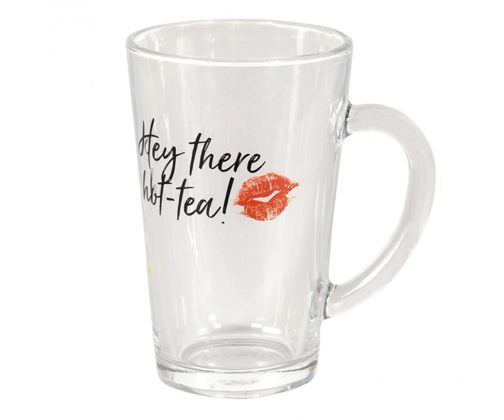 Skleněný hrnek s nápisem Hot Tea - 11*8*13 cm / 300 ml Clayre & Eef