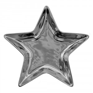 Stříbrná keramická miska ve tvaru hvězdy Silver Star - 16*16*2 cm