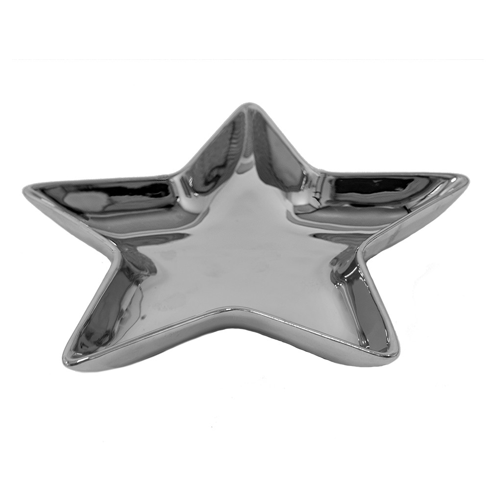Stříbrná keramická miska ve tvaru hvězdy Silver Star - 16*16*2 cm Clayre & Eef Stříbrná keramická miska ve tvaru hvězdy Silver Star - 16*16*2 cm Clayre & Eef
