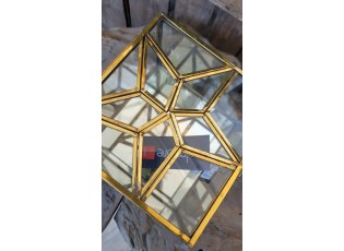 Skleněná šperkovnice se zlatým antik lemem Alex antique - 15*15*12 cm