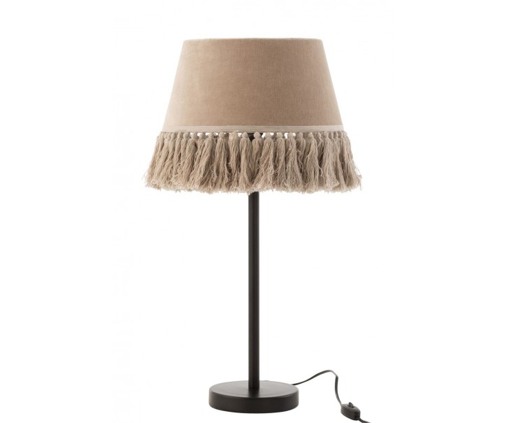 Stolní lampa s béžovým stínidlem s třásněmi Solange - Ø 30*55 cm/ E27/ 40W J-Line by Jolipa