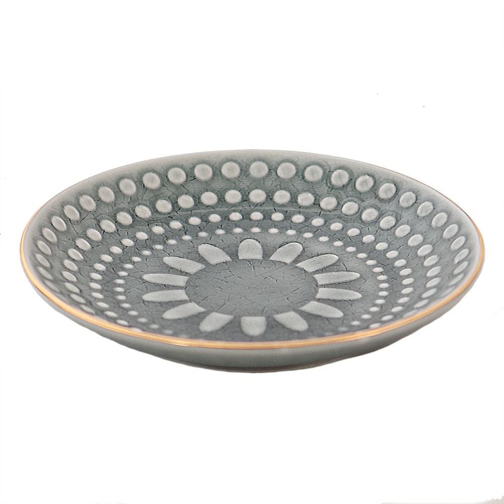 Malý šedý snídaňový talířek Breakfast - Ø13*2 cm Clayre & Eef Malý šedý snídaňový talířek Breakfast - Ø13*2 cm Clayre & Eef