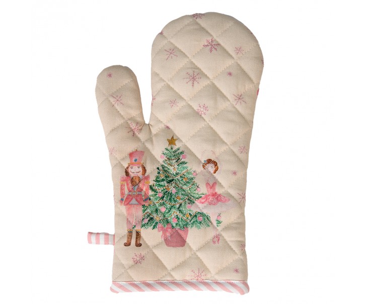 Béžová chňapka - rukavice s Louskáčkem a baletkou Pastel Nutcracker - 18*30 cm Clayre & Eef