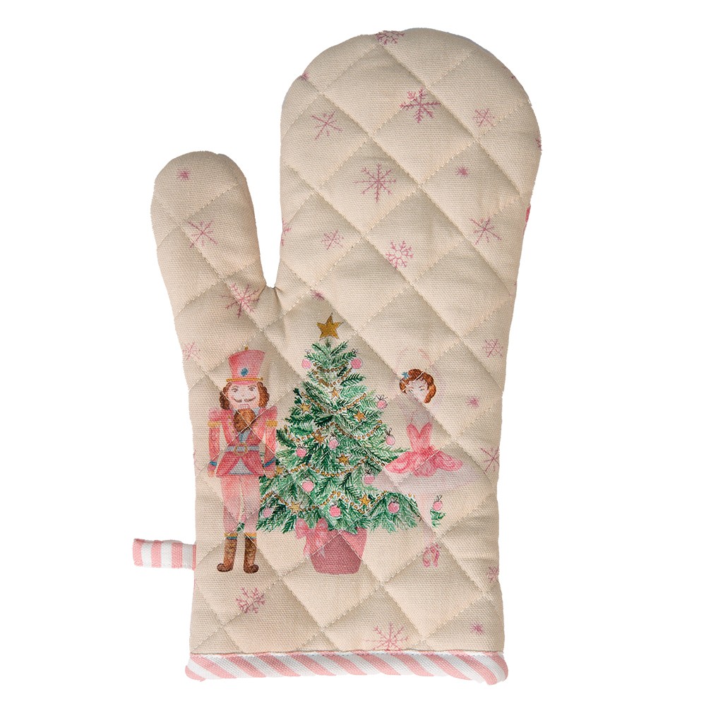 Béžová chňapka - rukavice s Louskáčkem a baletkou Pastel Nutcracker - 18*30 cm