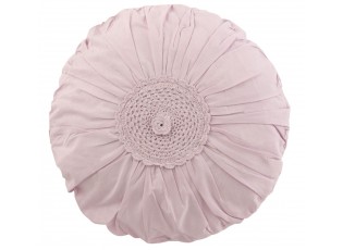 Fialkový bavlněný kulatý polštář s krajkou Lace violet - Ø 39*12cm