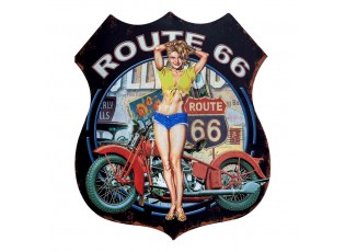Černá nástěnná kovová cedule Route 66 - 30*1*35 cm