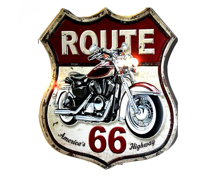 Nástěnná kovová cedule Route 66 - 30*1*35 cm Clayre & Eef