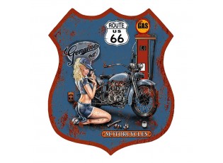 Modrá nástěnná kovová cedule Route 66 - 30*1*35 cm