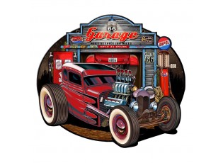 Nástěnná kovová cedule Route 66 - Garage - 50*1*43 cm
