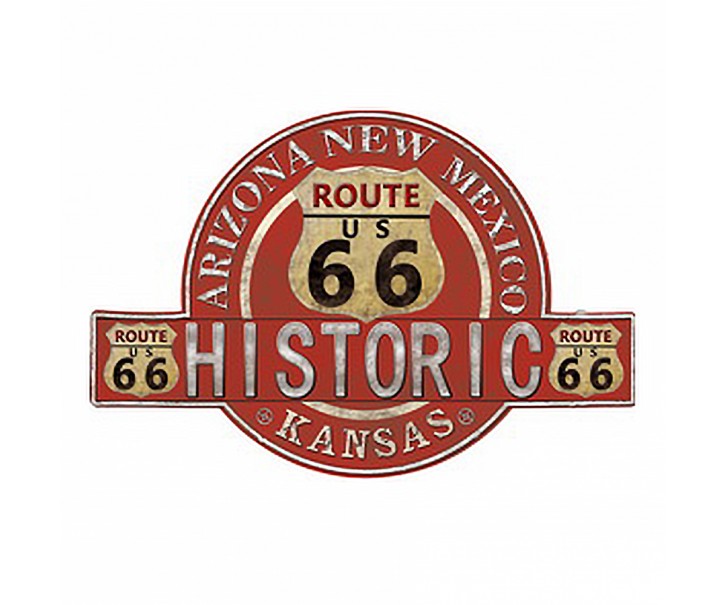Červená nástěnná kovová cedule Historic Route 66 - 50*1*34 cm Clayre & Eef