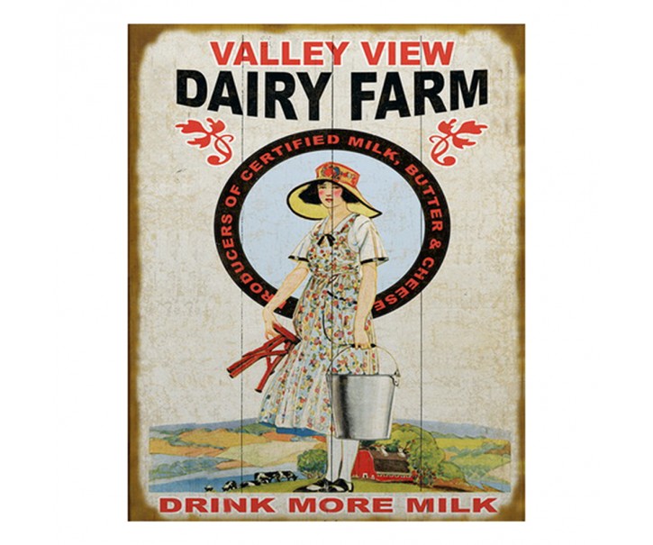 Nástěnná kovová cedule Dairy Farm - 20*1*25 cm Clayre & Eef