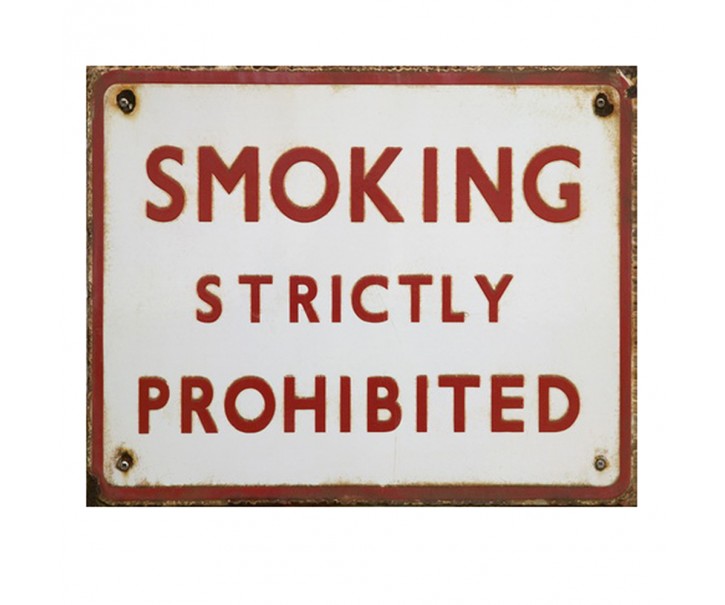 Nástěnná kovová cedule Smoking strictly Prohibited - 25*1*20 cm Clayre & Eef