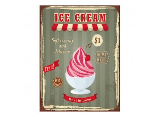Zelená nástěnná kovová cedule Ice Cream - 25*1*33 cm
