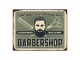 Zelená nástěnná kovová cedule Barber Shop - 33*1*25 cm Clayre & Eef