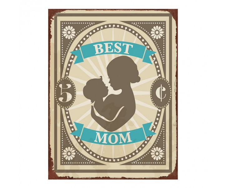 Nástěnná kovová cedule Best Mom - 25*1*33 cm Clayre & Eef