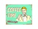 Zelená nástěnná kovová cedule Coffee Time - 33*1*25 cm Clayre & Eef
